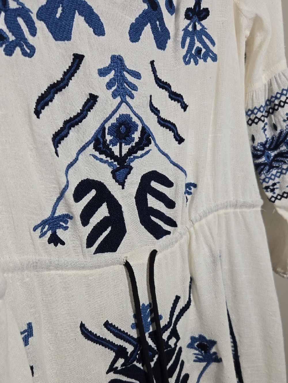 Free People White Tunic Swim Coverup with Blue Embroidery - Picture 9 of 9